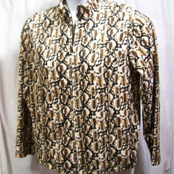 Kim School Leopard Jungle Print Velour Zip Jacket Size XL NWOT - Picture 1 of 3